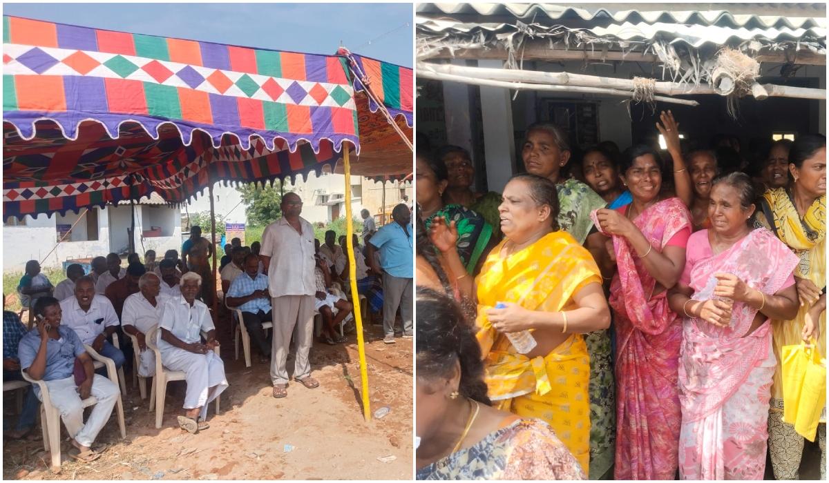 கரூர் வெண்ணெய்மலை கோயில் நில ஆக்கிரமிப்பு கடைகளுக்கு சீல் — பொதுமக்கள் போராட்டம்