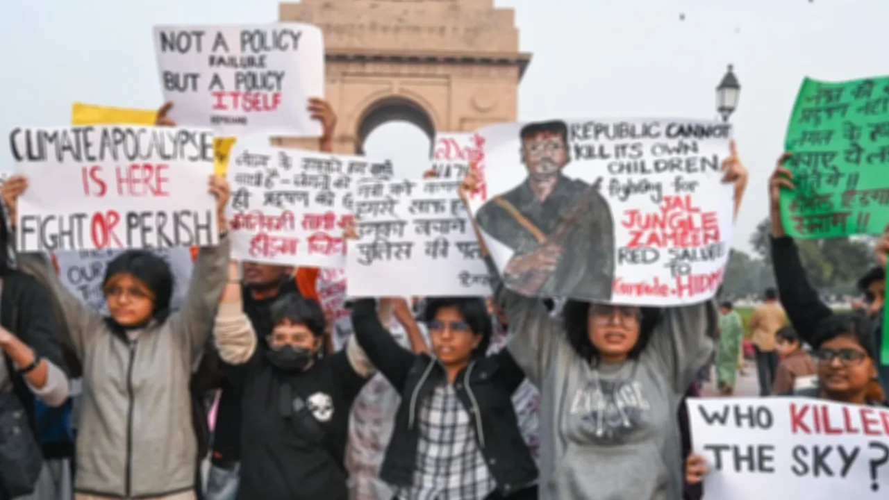 காற்று மாசுக்கெதிரான ஆர்ப்பாட்டத்தில் நக்சல் ஆதரவு கோஷங்கள் – அனுமதியின்றி கூடிய மாணவர்கள் கைது