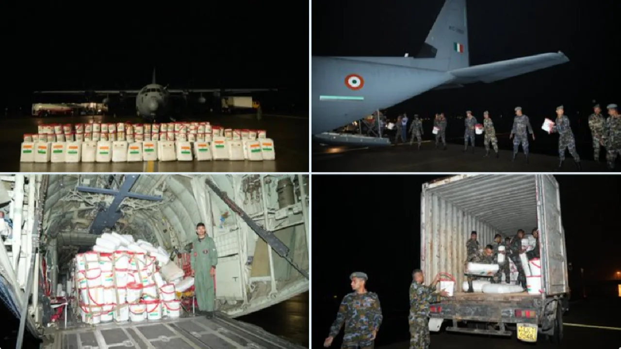 இலங்கைக்கு நிவாரணப் பொருட்கள் அனுப்பி இந்தியா உதவிக்கரம் நீட்டியது