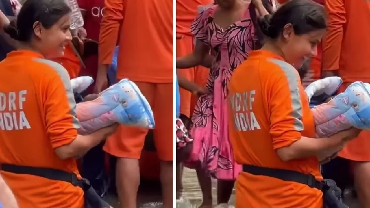 இலங்கையில் சிக்கிய பச்சிளம் குழந்தையை காப்பாற்றிய NDRF வீராங்கனை — வீடியோ வைரல்