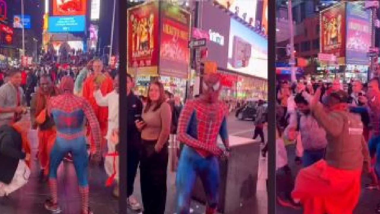 ஸ்பைடர் மேன், சூப்பர் மேன் உடைகளில் ஹரே கிருஷ்ணா பஜனை – இணையத்தில் வைரலான வீடியோ