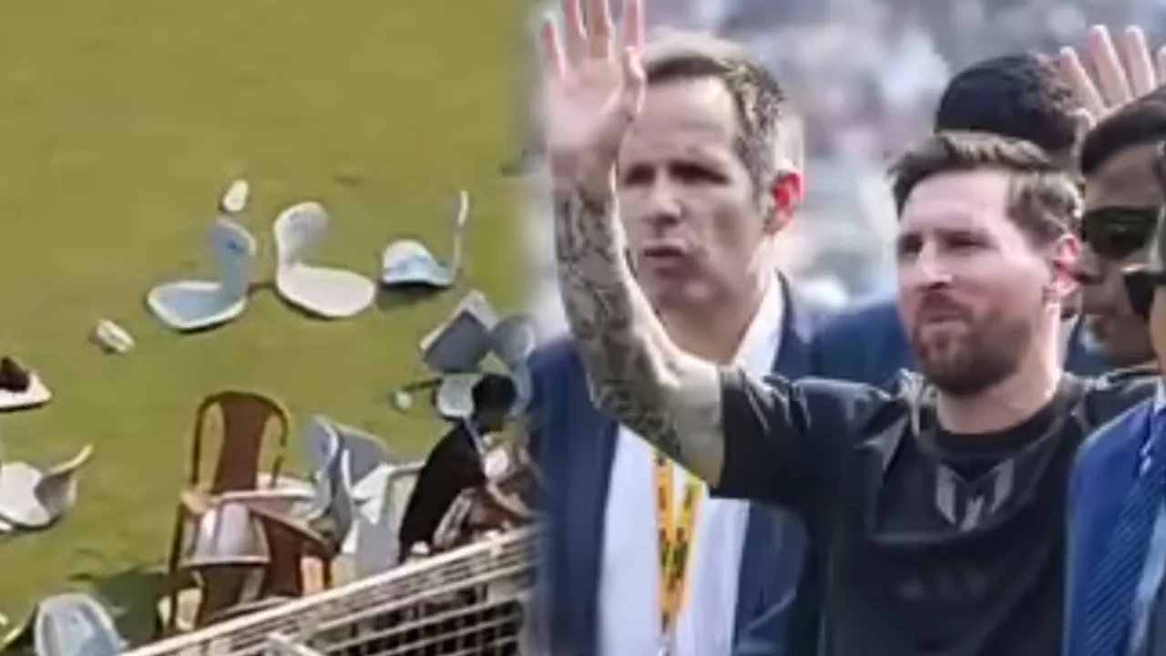 மெஸ்ஸியை நேரில் காண இயலாத ஏமாற்றம் – மைதானத்தில் ரசிகர்கள் அட்டகாசம்