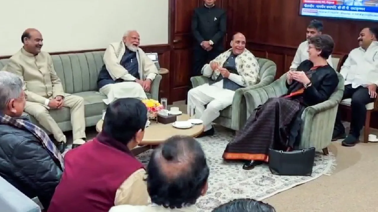 மோடி–ராஜ்நாத்தை நகைக்க வைத்த பிரியங்கா: அரசியல் வேறுபாடுகளை ஒதுக்கி சிரிப்பை உருவாக்கிய தேநீர் சந்திப்பு!