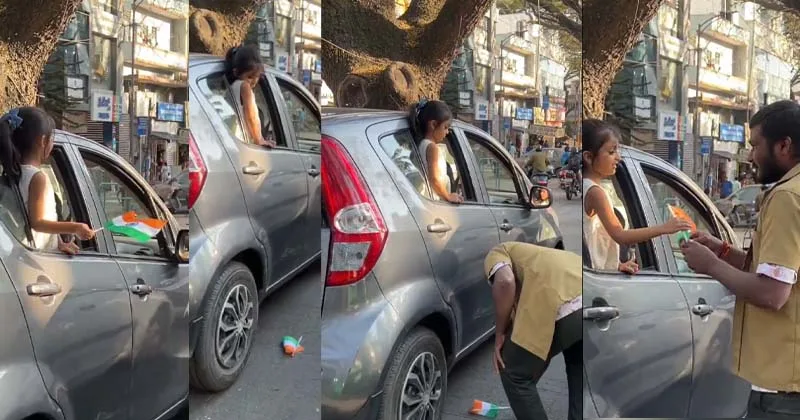 சிறுமி தவறவிட்ட தேசியக் கொடியை எடுத்து மரியாதையுடன் ஒப்படைத்த ஆட்டோ ஓட்டுநர்