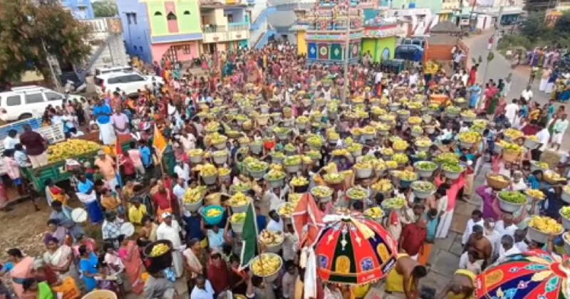 வத்தலகுண்டு அருகே உற்சாகமாக நடந்த வாழைப்பழ வீச்சுத் திருவிழா!