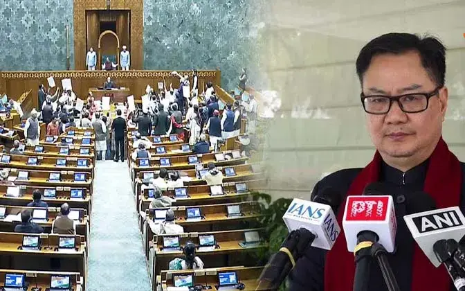 நாடாளுமன்றம் வன்முறை அரசியலுக்கான மேடை அல்ல – எதிர்க்கட்சிக்கு கிரண் ரிஜிஜூ எச்சரிக்கை