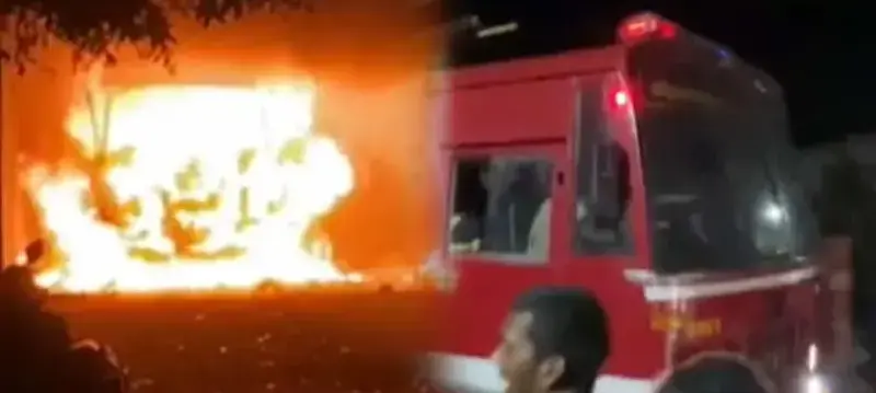 திருக்கழுக்குன்றத்தில் 108 ஆம்புலன்ஸில் ஆக்சிஜன் சிலிண்டர் வெடித்து தீ விபத்து