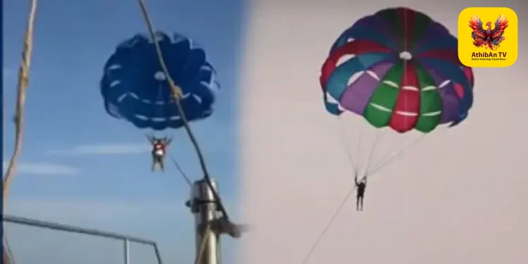 கோவாவில் பகீர்: பாராசெயிலிங் செய்தபோது 50 அடி உயரத்தில் இருந்து கடலில் விழுந்த சுற்றுலா பயணி!