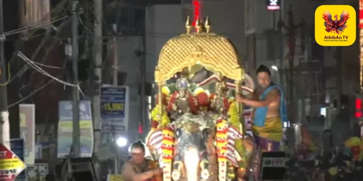 மதுரை சித்திரை திருவிழா: திருக்கல்யாண கோலத்தில் வீதியுலா வந்த மீனாட்சி-சுந்தரேஸ்வரர்!