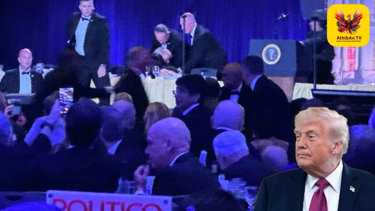 வாஷிங்டனில் அதிர்ச்சி: அதிபர் டிரம்ப் பங்கேற்ற நிகழ்ச்சியில் துப்பாக்கிச்சூடு – மர்மநபர் அதிரடி கைது!