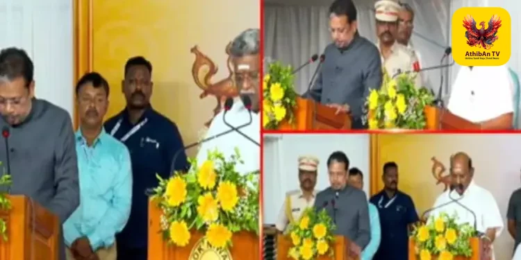 புதுச்சேரி அமைச்சரவை அதிரடி விரிவாக்கம்: ராஜவேலு, சிவக்கொழுந்து உள்ளிட்ட 3 பேர் புதிய அமைச்சர்களாகப் பதவியேற்பு!