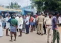 Police investigate the site in the Karnataka forest area where three Tamils ​​were shot dead.