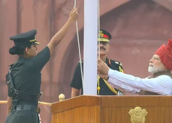 Prime Minister Narendra Modi hoisted the national flag at the Red Fort in Delhi.