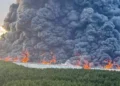 Seven Russian cargo warehouses gutted in Ukrainian drone attack. Seven Russian cargo warehouses gutted in Ukrainian drone attack.