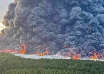 Seven Russian cargo warehouses gutted in Ukrainian drone attack.