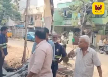 சென்னை அமைந்தகரையில் பரபரப்பு: மழைநீர் வடிகால் பணியாளர்கள் மீது தாக்குதல் – தவெக நிர்வாகி குணசேகரன் மீது போலீசில் பாய்ந்தது புகார்!